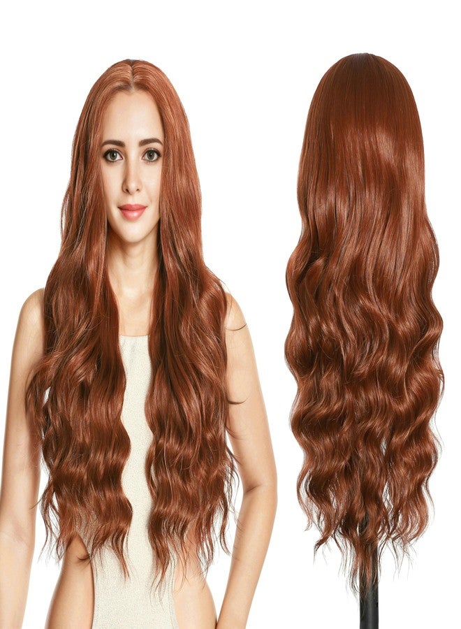 FUTAI Long Wavy Wig 30 Inch Auburn HD Front Lace Body Curly Synthetic Hair Wigs for Women Professional Female Diverse Styles Daily Party Cosplay - Image 1
